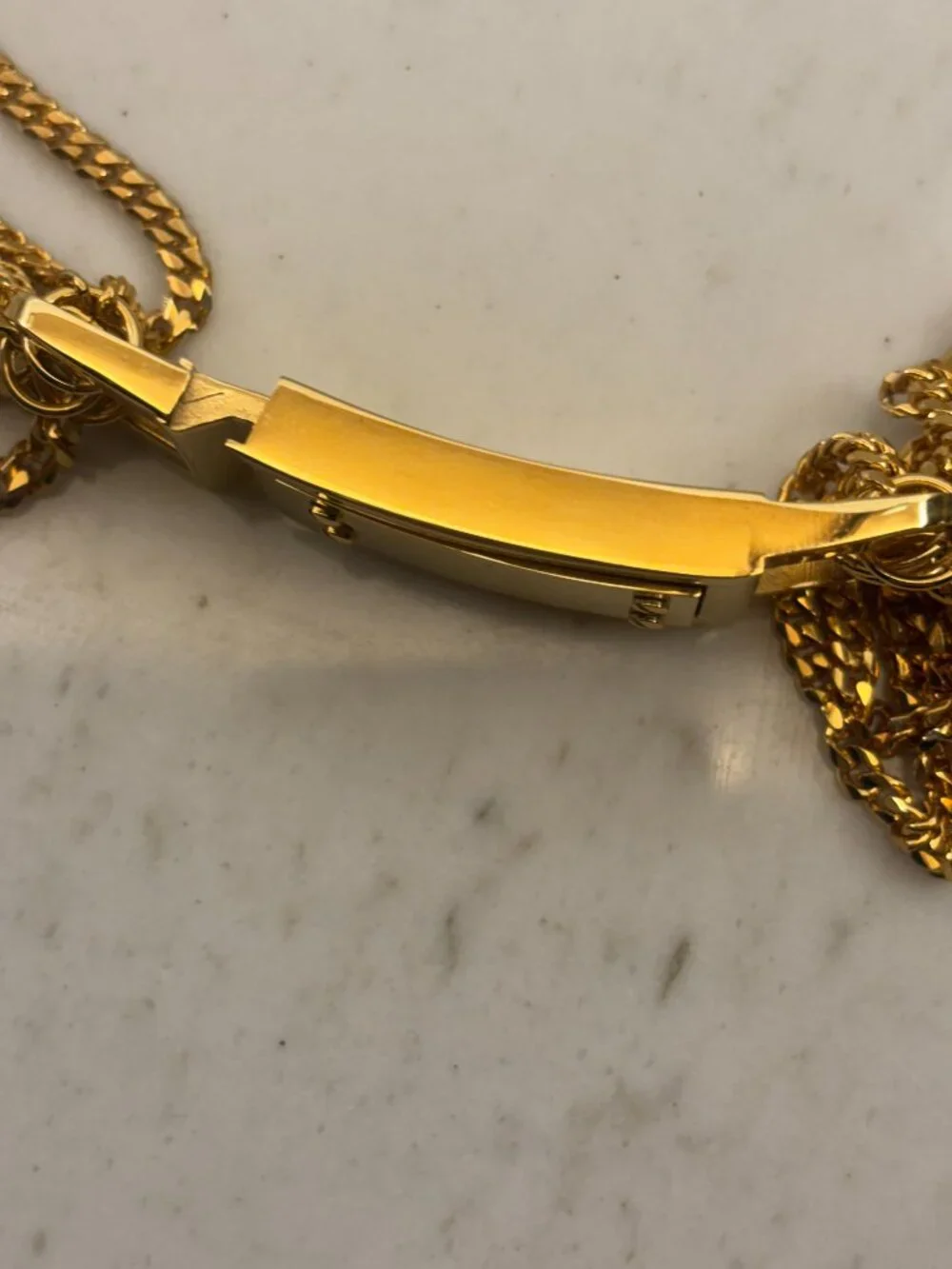 Michael Kors Multi Strand Chain Link Statement Necklace Gold MKJ2920 ID Bar